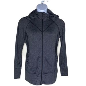 Mondetta Grand Prix Full Zip Tunic Hoodie Jacket-Black/Grey Herringbone W Sz Lrg